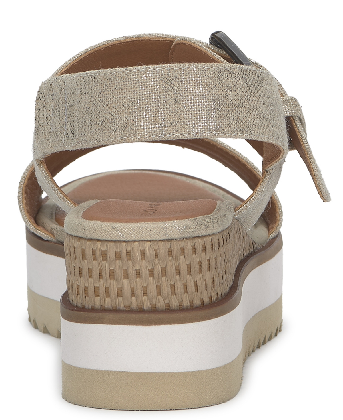 Shop Lucky Brand Women's Turoma Double Band Flatform Sandals In Natural,platinum Metallic Linen