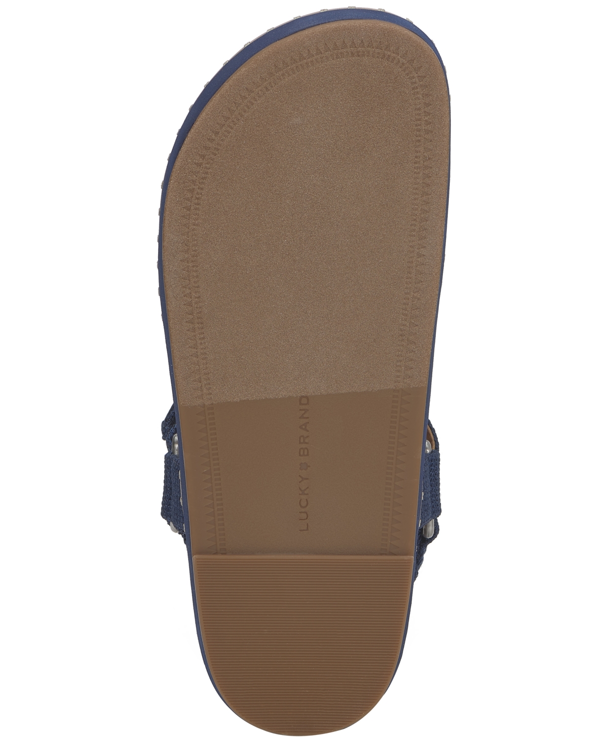 Shop Lucky Brand Women's Ullaniah Whipstitch Footbed Flat Sandals In Dark Chambray Mesh