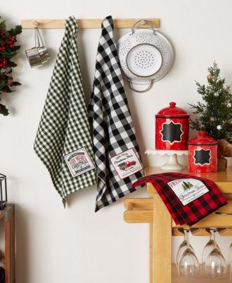 Assorted Christmas Tree Farm Embellished Dishtowels, Set of 3