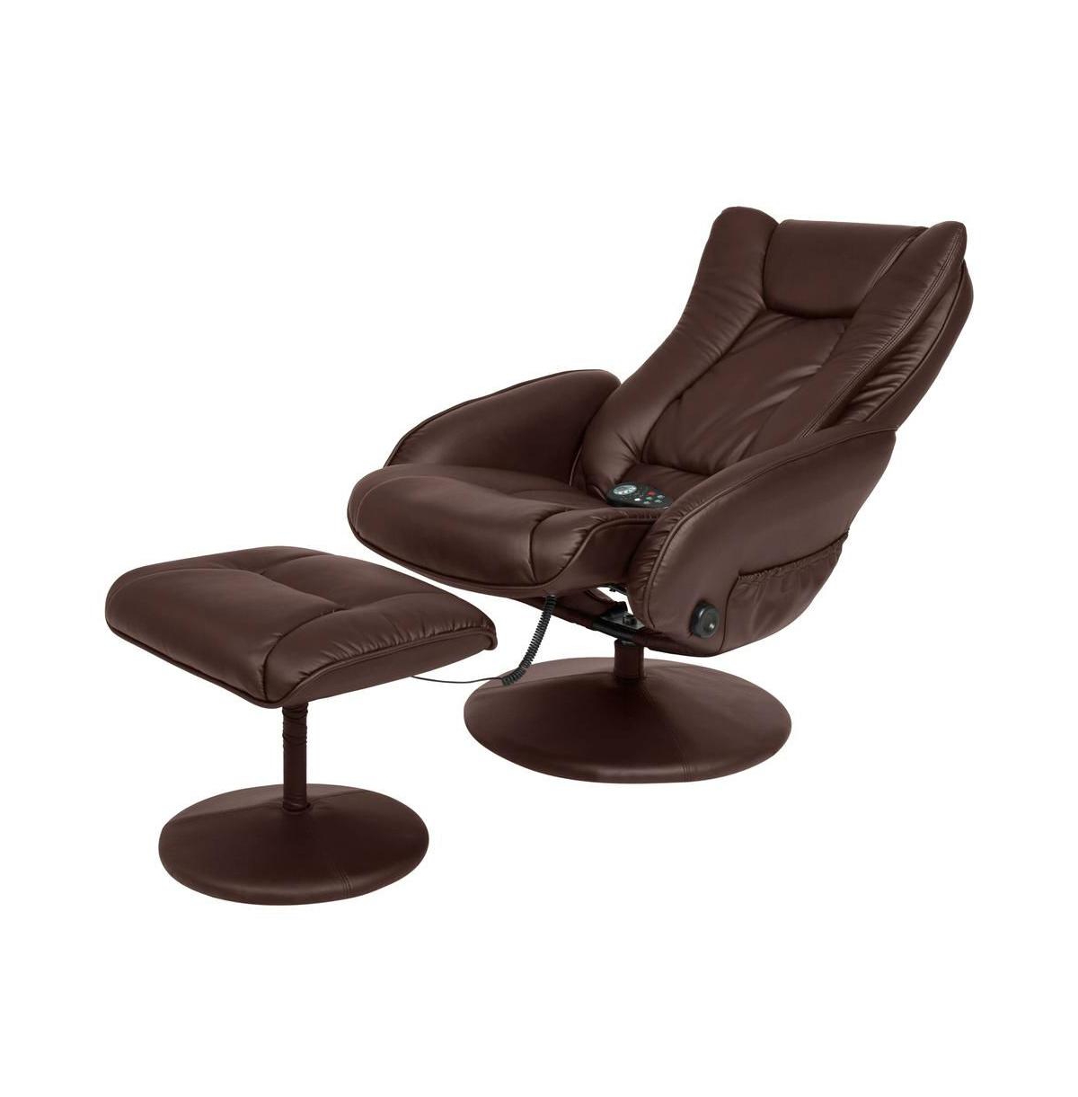Slickblue Sturdy Faux Leather Electric Massage Recliner Chair w/ Ottoman - 20x16x16 inches
