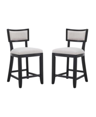26.5" Counter Height Stools Set of 2, Upholstered with Backrest and Rubber Wood Frame-The Pop Home