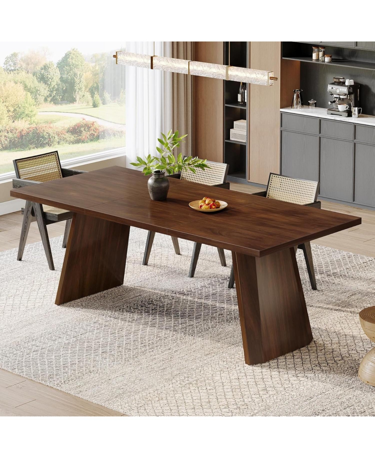 Tribesigns 70-Inch Dining Table for 6 to 8 People, Farmhouse Wooden Kitchen Table, Rectangular Dinner Table with Tabletop for Dining Room, Kitch