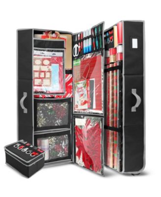 Premium Holiday Gift Wrapping Paper & Accessories Storage Organizer Box - X-Large with Wheels & 2 removable Storage Bins