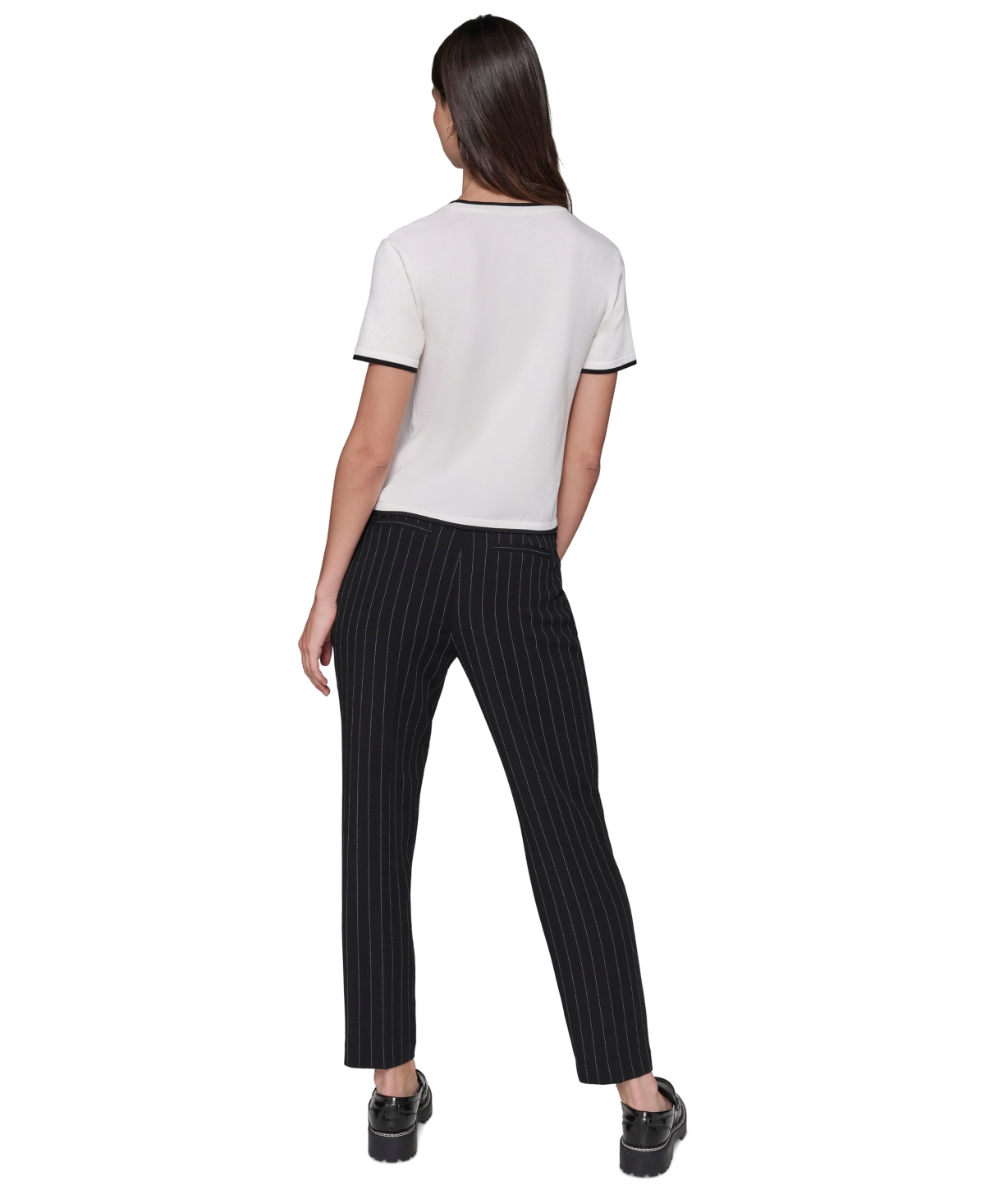 KARL LAGERFELD WOMEN'S SCRIPT-LOGO SHORT-SLEEVE SWEATER 