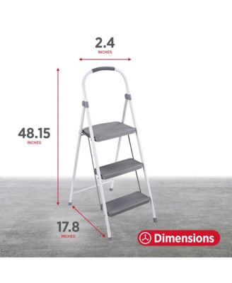 3 Step 225 Lb Capacity Folding Ladder Steel Step Stool with Hand Grip