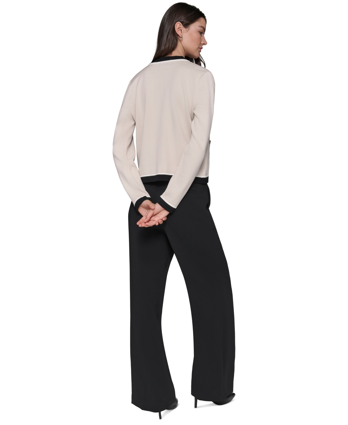 Karl Lagerfeld Paris Women's Four-Pocket Crewneck Cardigan