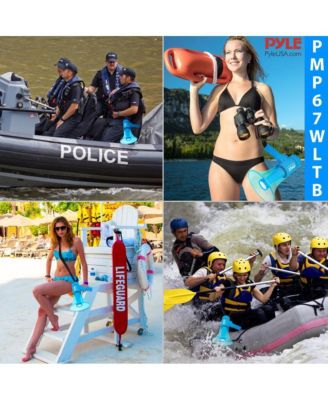 Waterproof Megaphone with LED Lights, 40W Power, Rechargeable Battery, Siren Function, Weatherproof, Ideal for Crowd Control, Blue