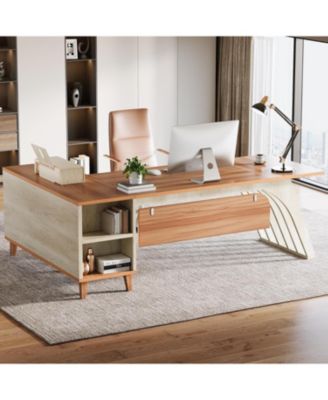 L-Shaped Executive Office Desk, 78.74" Large Computer Desk with Drawer and Lateral File Cabinet, Home Business Workstation Set