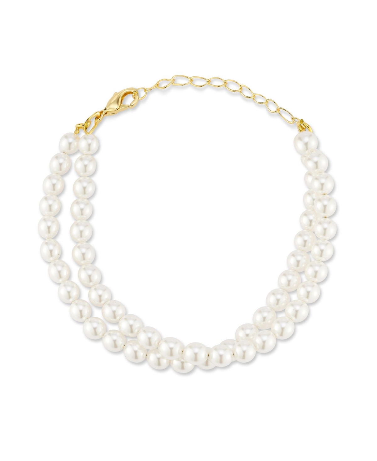 Gold Plated Double Strand Pearl Bracelet - Gold