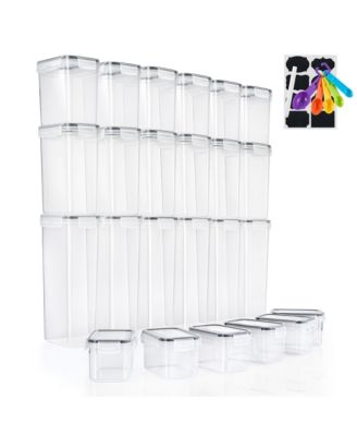 24 Pack Airtight Food Storage Containers, Labels, Marker & Measuring Spoons - Functional Dry Food Organizers for Kitchen, Pantry, and more