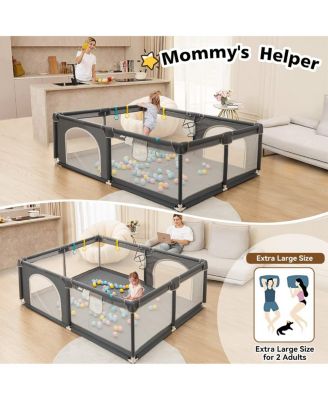 Baby Playpen, 79x79'' Extra Large Baby Playard, Kids Activity Center with Anti-Slip Base, Safety Play Yard for Infants Toddlers
