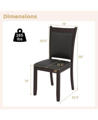 Set of 2 Faux Leather Padded Seat Rubber Wood Legs Upholstered Dining Chairs