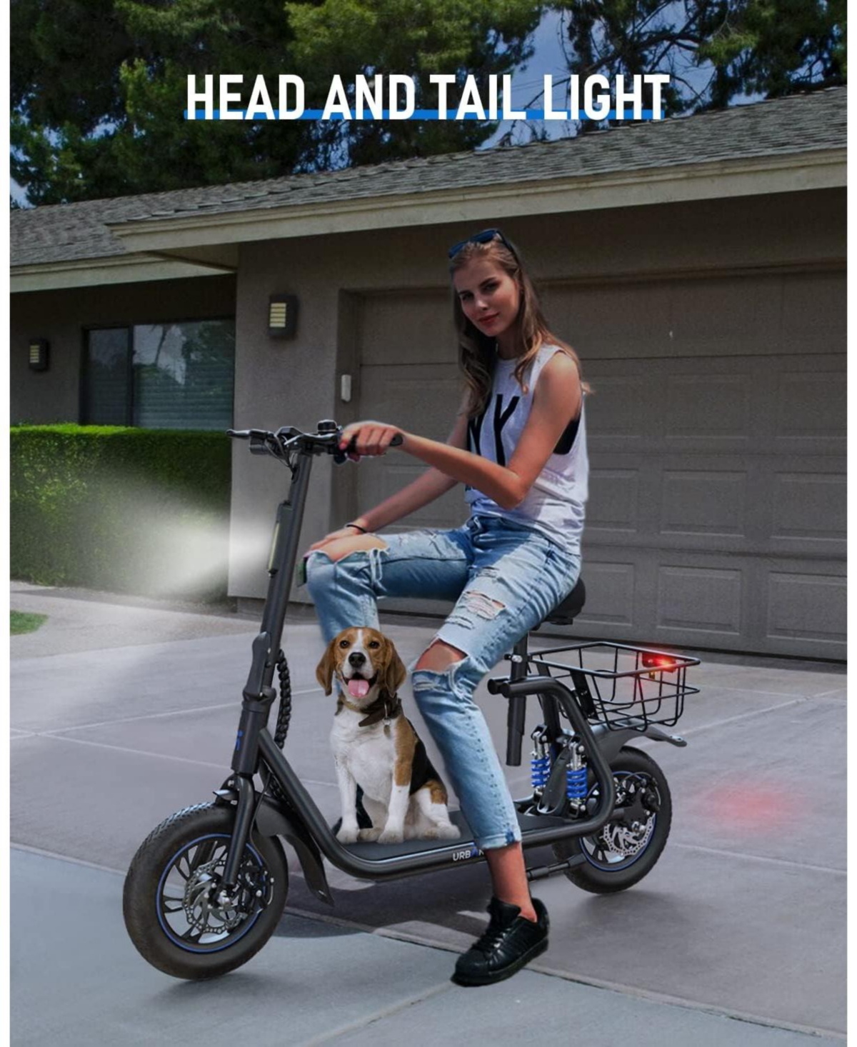 Urbanmax C1 Electric Scooter with Seat, Foldable Scooter for Adults Carry up to 265lbs, 450W Powerful Motor Miles Range with Dual Shock Absorbers