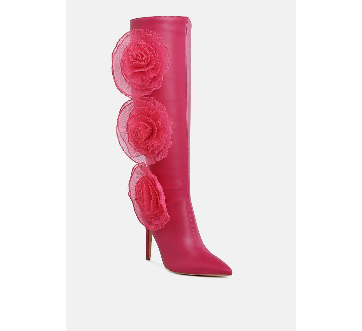 London Rag Chinkara Sheer Big Rose Detail Long Boots