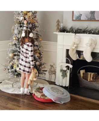 24 Inch Seasonal Holiday Christmas Plastic Wreath Storage Box, Red Set of 3