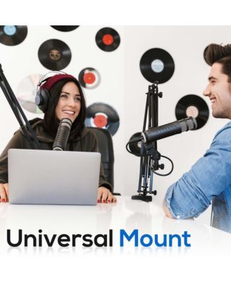 Adjustable Scissor Arm Microphone Stand with USB Cable, Shock Mount, and Desk Clamp