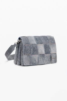 Women's Medium braided denim-effect bag