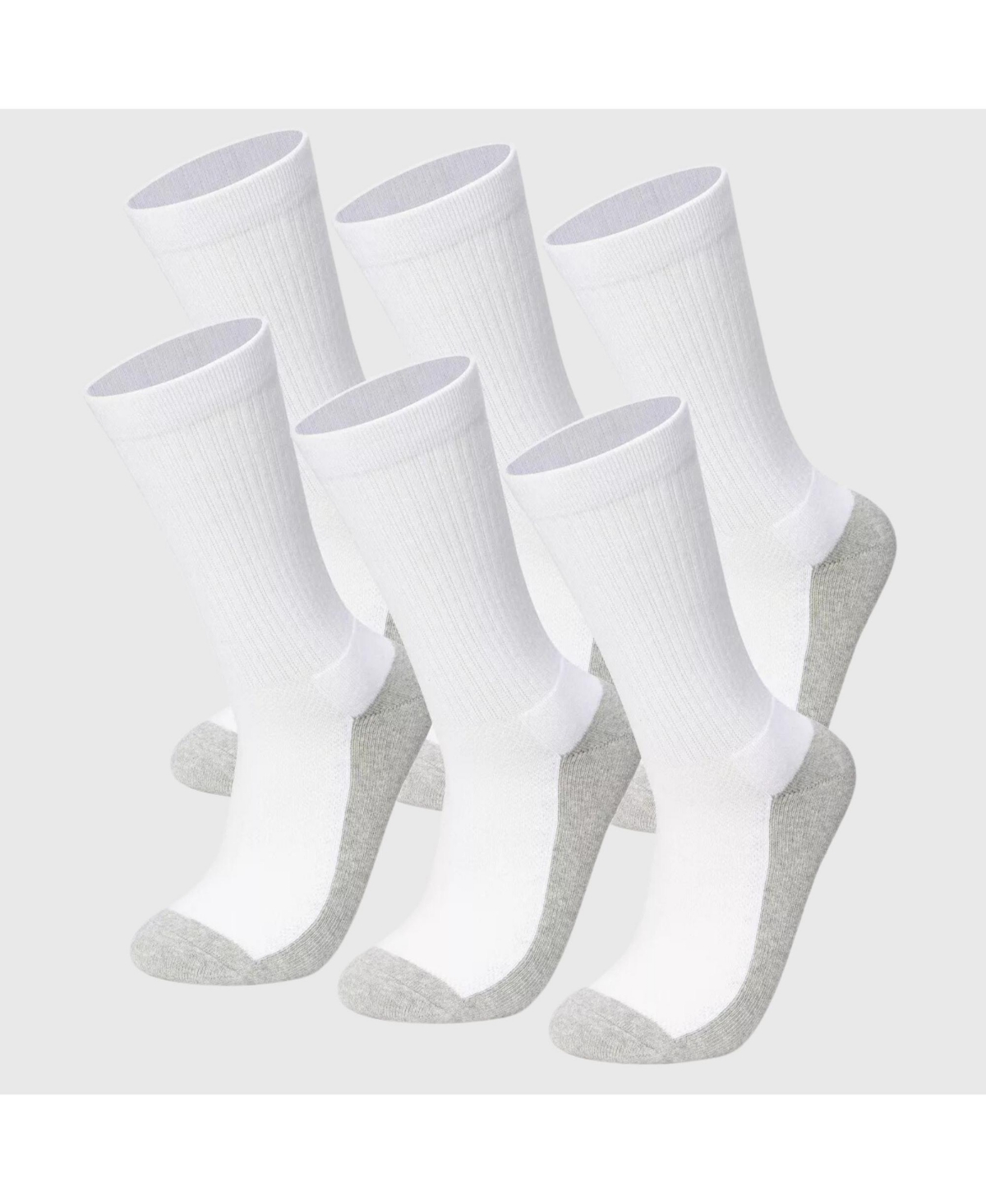 Men's 3 Pack Crew Socks Cotton Athletic Performance Socks Size 6-12 - 3 pack white