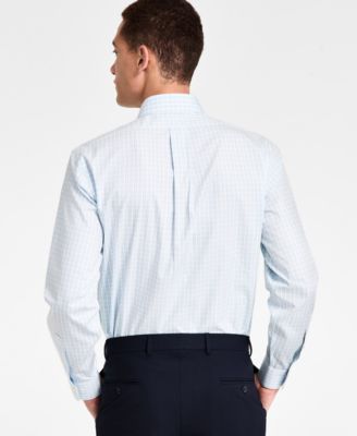 Men's Regular-Fit Non-Iron Spread Collar Gingham Pinpoint Dress Shirt