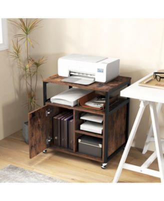 File Cabinet on Wheels with Charging Station and Cable Management Hole