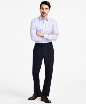 Men's Regular-Fit Non-Iron Spread Collar Check Pinpoint Dress Shirt