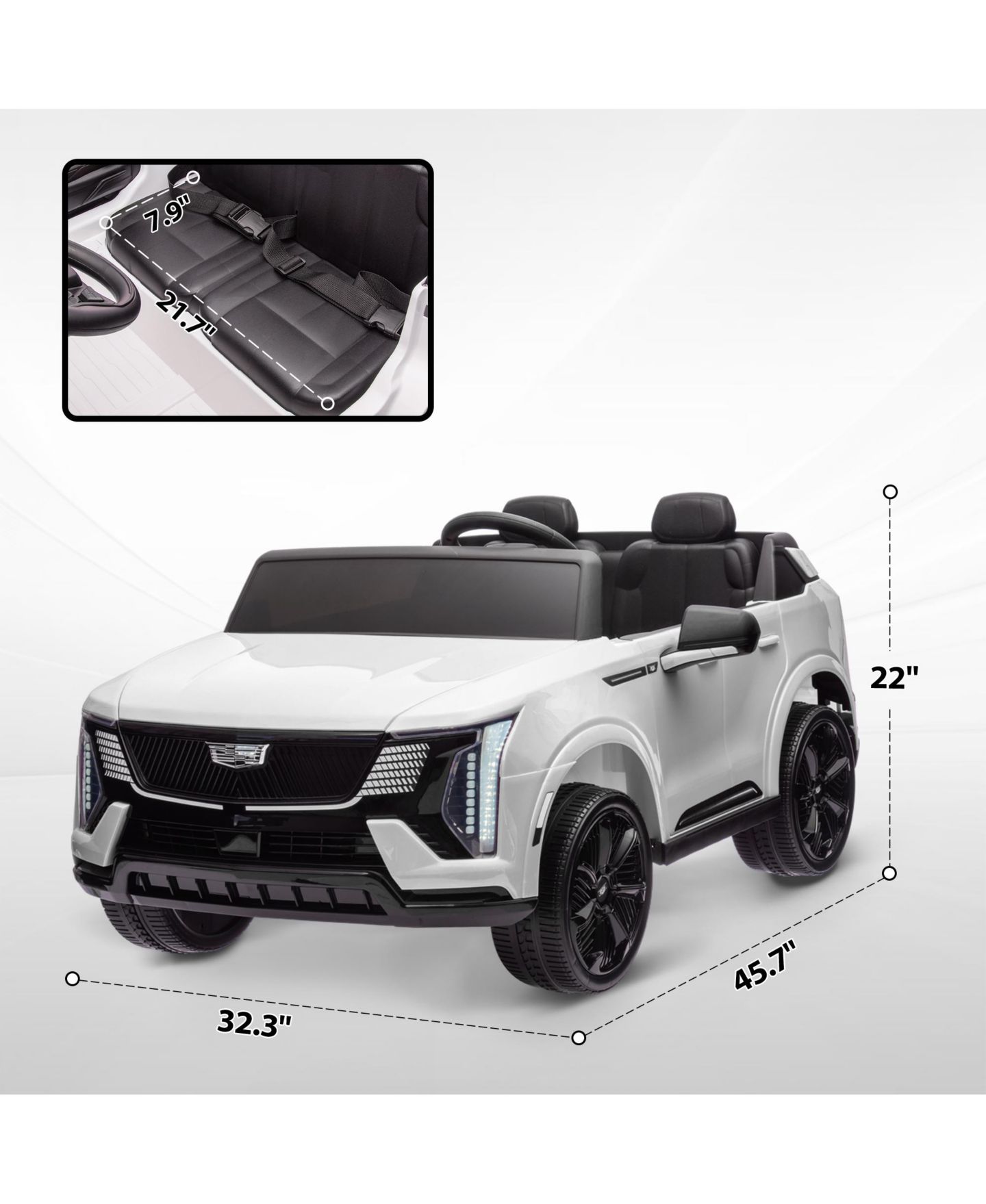 Детская игрушка Qaba Escalade IQ 2025 Remote Control 2-Seater Ride-On Truck, от 3 лет, цвет: Белый — фото 9