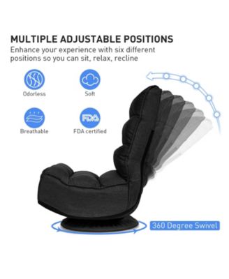 360-Degree Swivel Floor Gaming Chair with Adjustable Backrest and Foldable Design