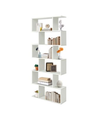 6 Tier S-Shaped Bookshelf Storage Display Bookcase Decor Z-Shelf