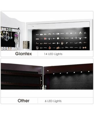 14 LED Jewelry Armoire Cabinet with Full Length Mirror and 4 Tilting Angles