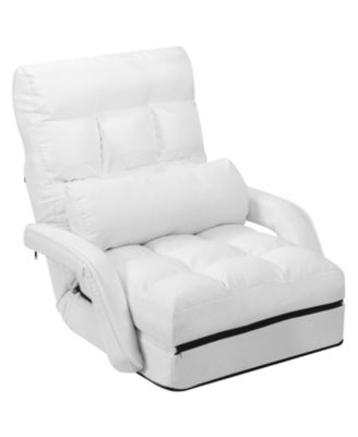 Folding Lazy Floor Chair Sofa With Armrests Pillow