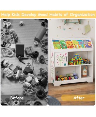 Kids Toy Storage Organizer with Book Shelf and Storage Cabinet