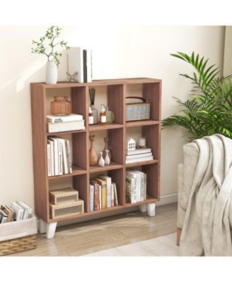 9-Cube Bookcase with 6 Removable Shelves and Raised Support Feet