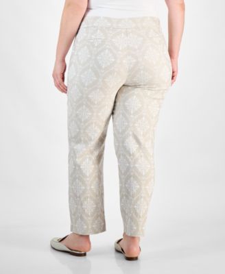 Plus Size Printed Jacquard Pants, Exclusively at Macy's
