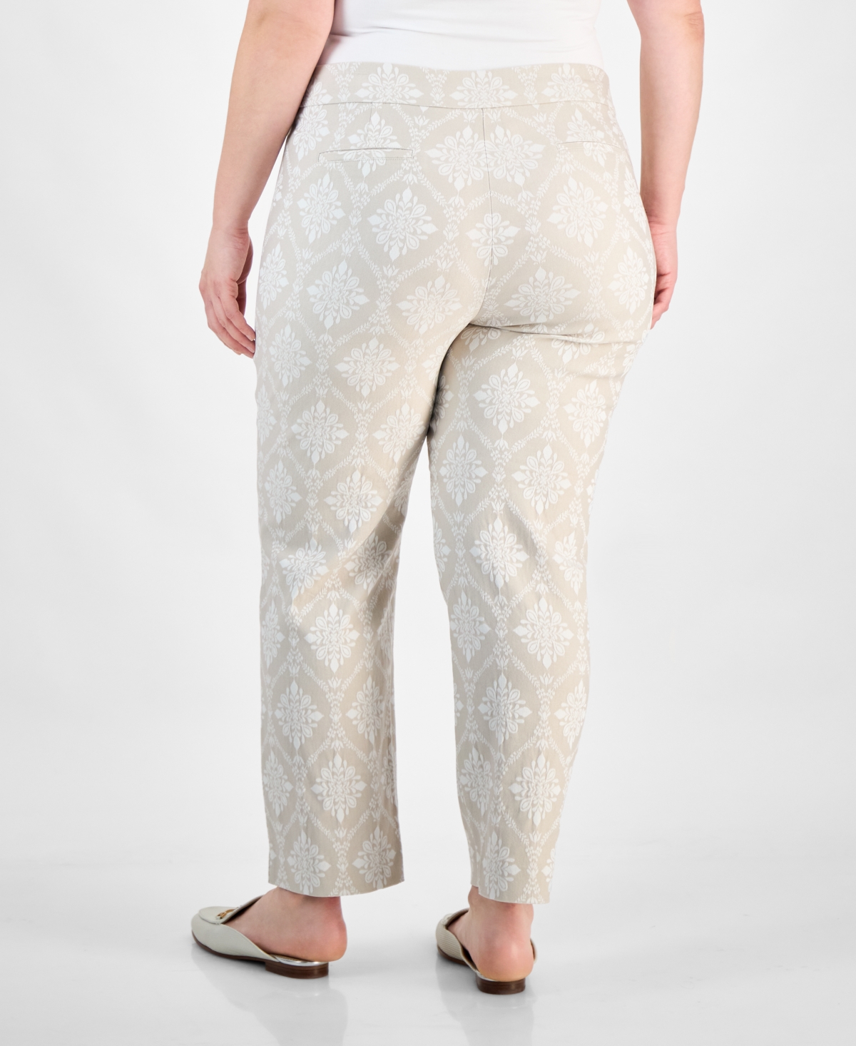 JM COLLECTION PLUS SIZE PRINTED JACQUARD PANTS, EXCLUSIVELY AT MACY'S 
