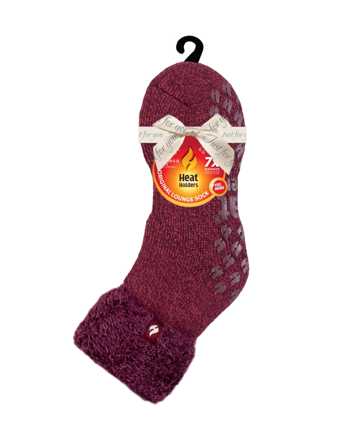 Heat Holders Feather Top Solid Lounge Socks In Wine