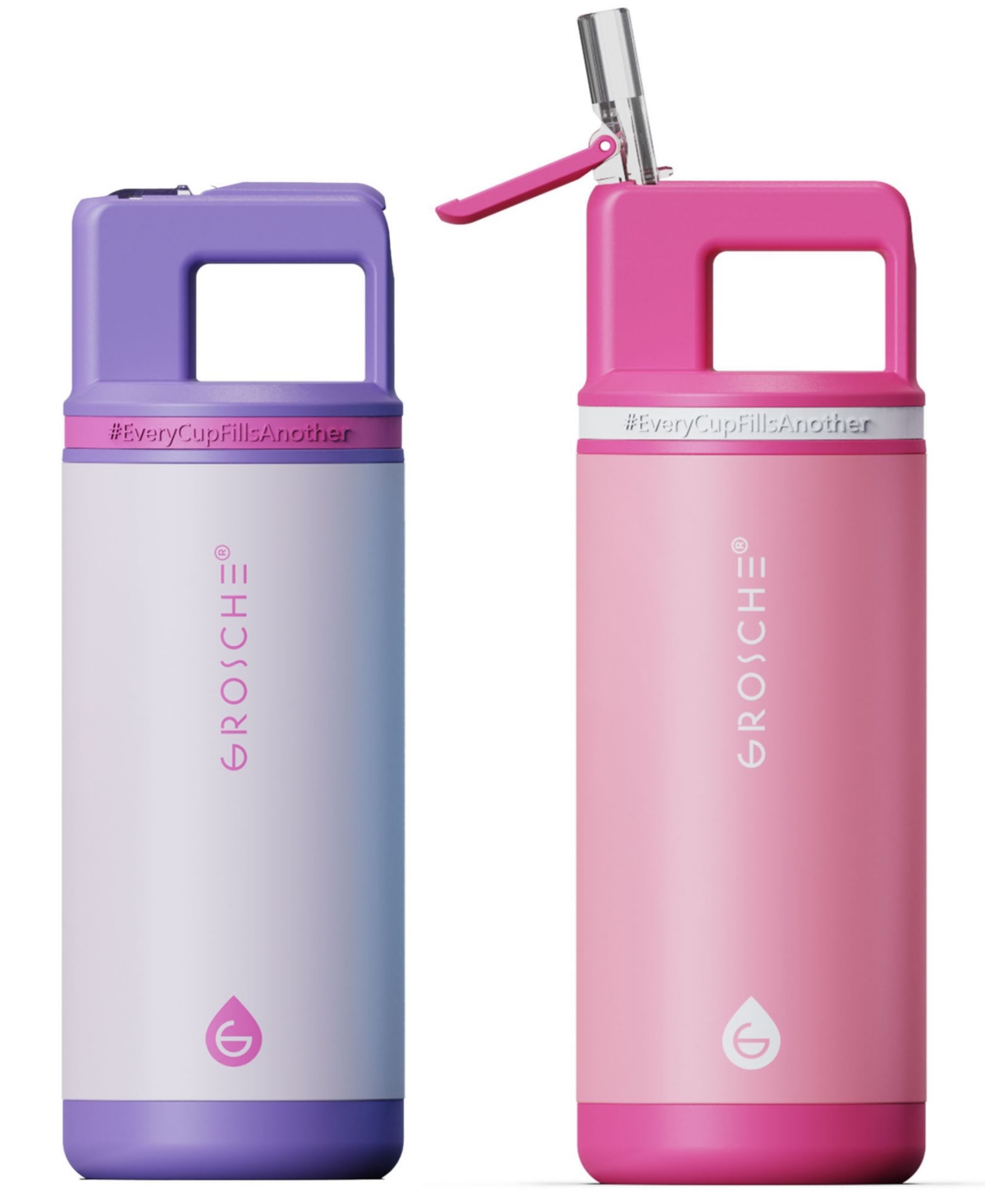 Grosche Alpine Flip 'n Sip 2-pc. Kids Insulated Water Bottle With Straw In Pink,purple