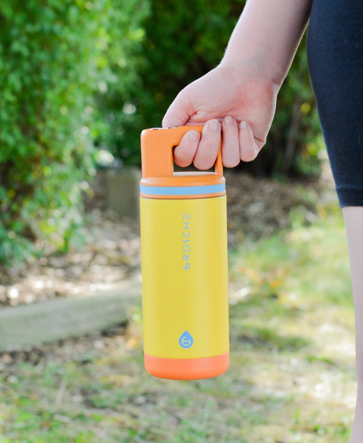 Grosche Alpine Flip 'n Sip 2-pc. Kids Insulated Water Bottle With Straw In Yellow,green