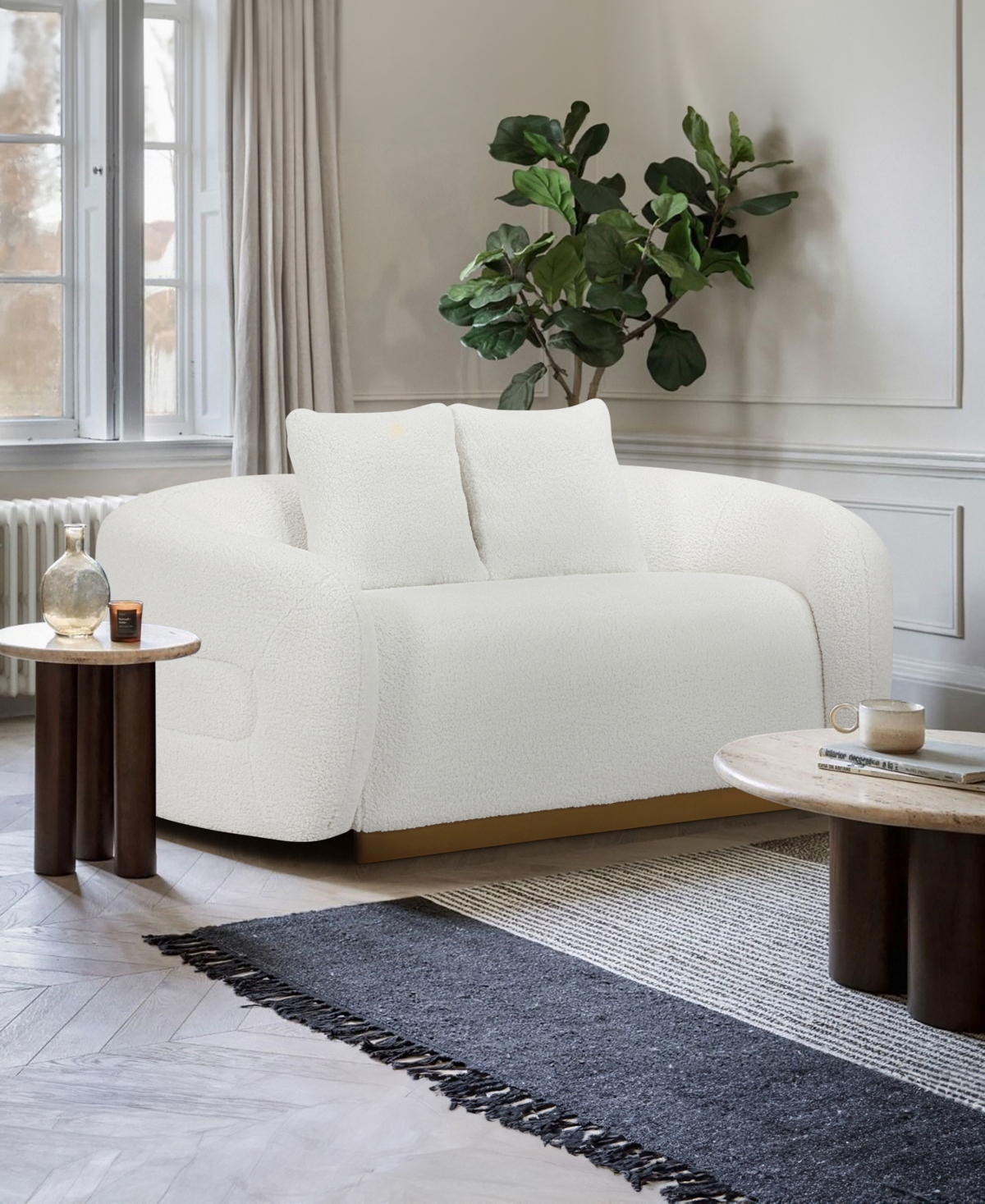 Homelegance 71" White Label Lyman Sherpa Love Seat In White