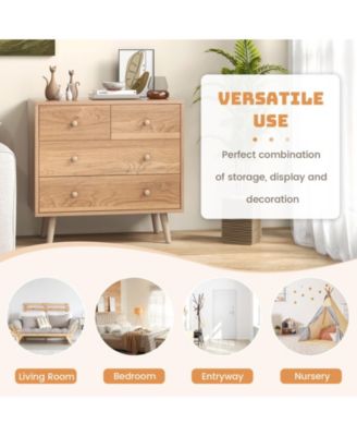 4-Drawer Dresser Cabinet Storage Organizer Rubber Leg with Rail