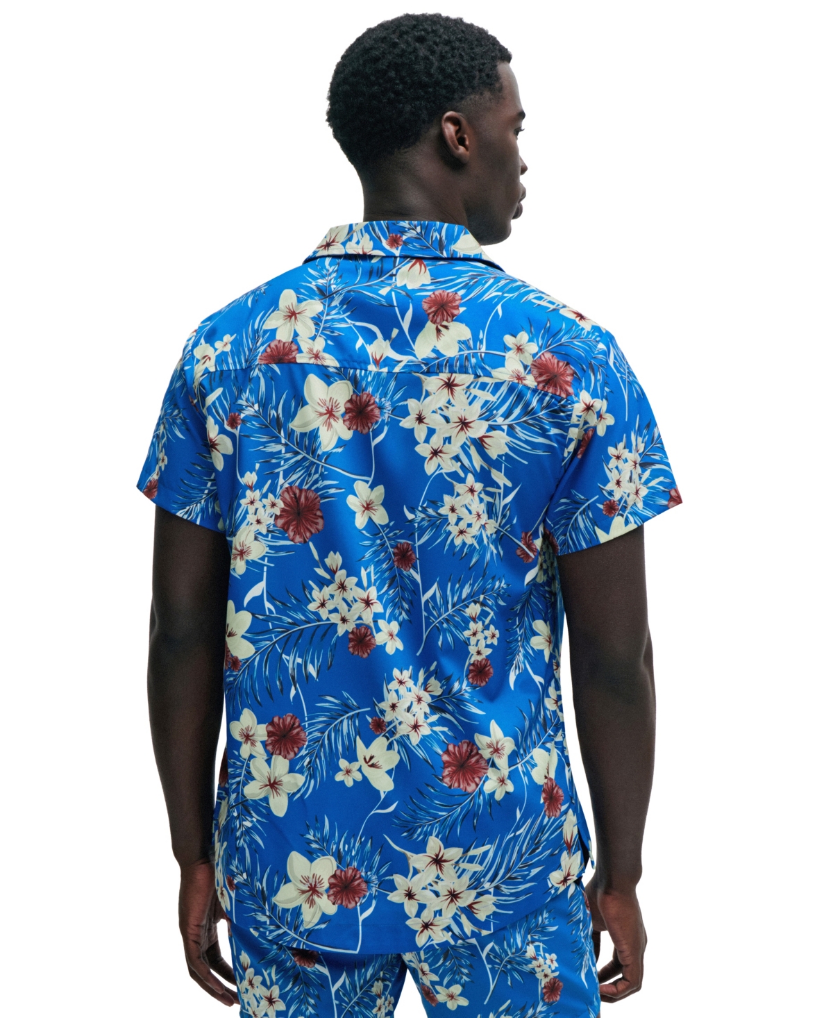Hugo Boss Regular-fit Shirt With Seasonal Print In Open Blue