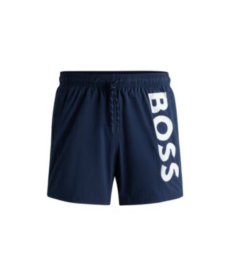 Men's Vertical Logo Print Swim Shorts