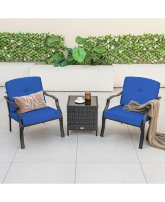 2 Pieces Patio Metal Chairs with Seat and Back Cushions for Yard