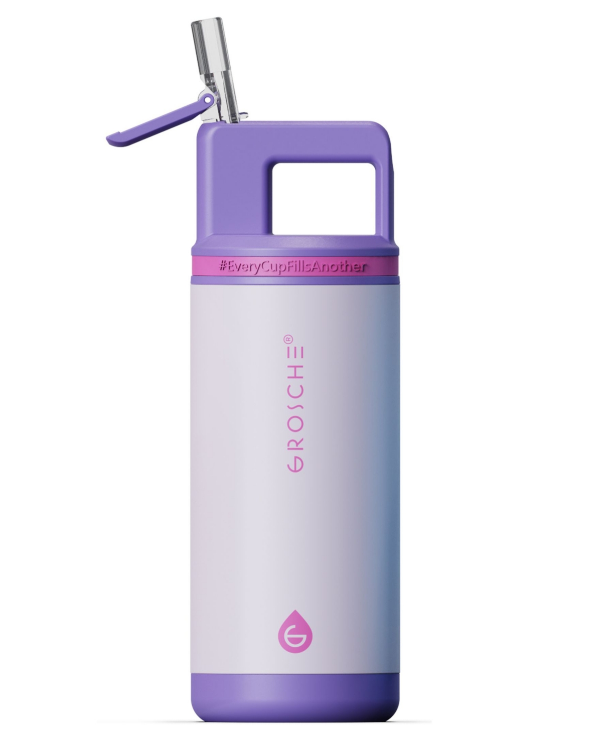 Grosche Alpine Flip 'n Sip 16 Oz. Kids Insulated Water Bottle With Straw In Cosmic Purple
