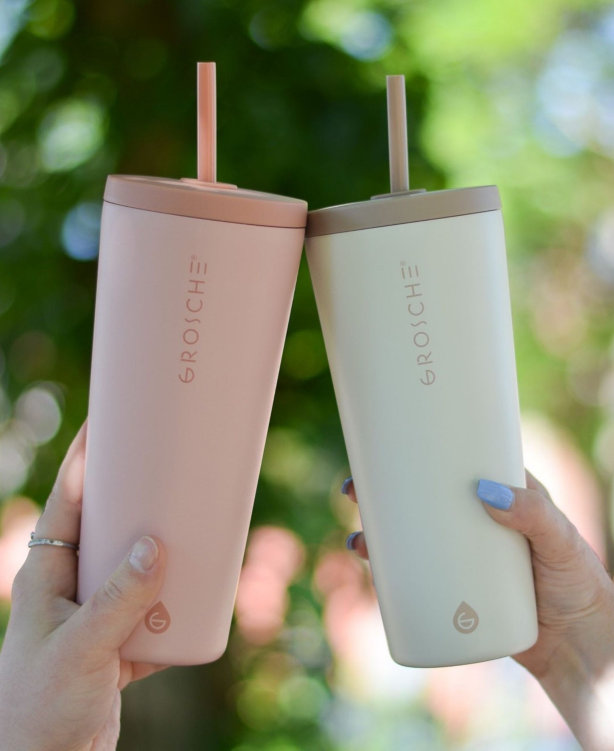 Grosche Jasper 23 oz Insulated Tumbler With Straw In Peach Rose Pink