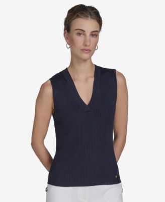 Tommy Hilfiger - Women's Ribbed V-Neck Sleeveless Sweater