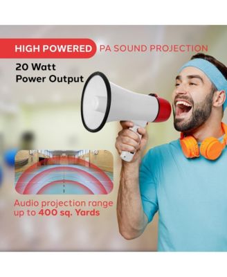Portable Megaphone with Siren, 20 Watt Power, Aux Input for MP3, Automatic Siren, Lightweight