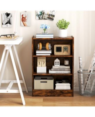3-Tier Bookcase Open Display Rack Cabinet with Adjustable Shelves