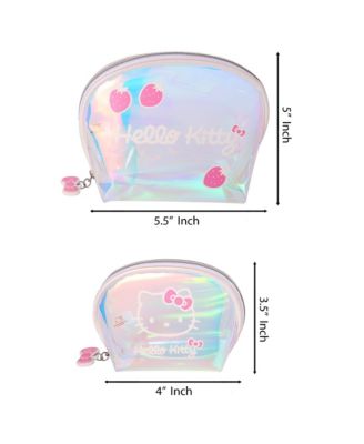 Sanrio Clear Iridescent Large and Small Dome Cosmetic Travel Bag Set