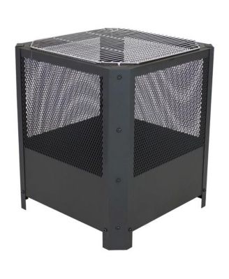 16 Inch Small Grelha Square Outdoor Fire Pit with Grilling Grate