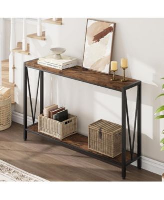 Console Table,2-Tier Entryway Table Featuring Ample Storage, Narrow Sofa Table with a V Design, Measuring 43" – Ideal for Your Entryway, Living Room, Hallway, Foyer, Corridor, or Office
